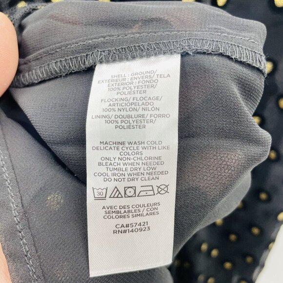 Ann Taylor LOFT Womens Medium Mesh Sheer Sleeveless Gold Dot Blouse in Black 499 - Picture 7 of 7